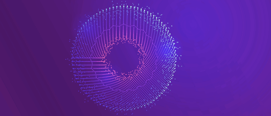 light particles in donut shape on purple gradient background